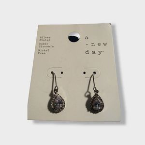 A new day Silver Plated Cubic Zirconia Nickel‎ Free Earrings NWT